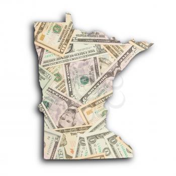 Map of Minnesota, filled with US dollars