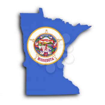 Map of Minnesota, filled with the state flag