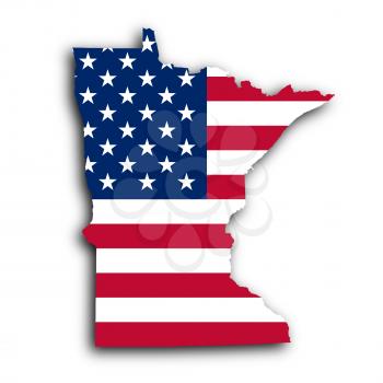 Map of Minnesota, filled with the national flag
