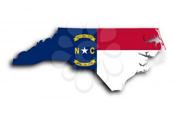 Map of North Carolina, filled with the state flag