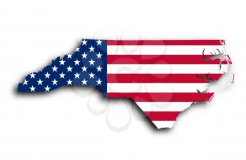 Map of North Carolina, filled with the national flag