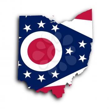 Map of Ohio, filled with the state flag