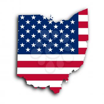 Map of Ohio, filled with the national flag