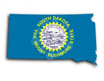 Map of South Dakota, filled with the state flag