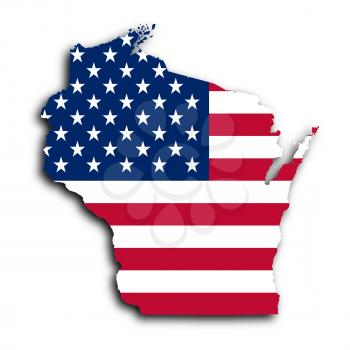 Map of Wisconsin, filled with the national flag