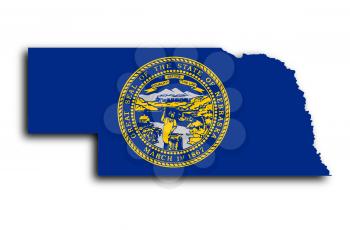 Map of Nebraska filled with the state flag