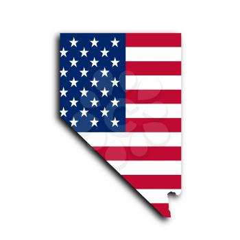 Map of Nevada  filled with the national flag