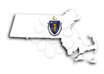 Map of Massachusetts filled with the state flag