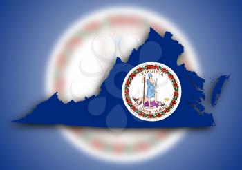 Map of Virginia filled with the state flag