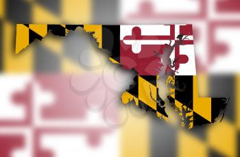 Map of Maryland filled with the state flag