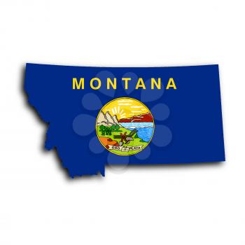 Map of Montana filled with the state flag