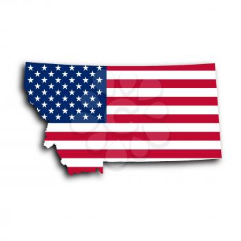 Map of Montana filled with the national flag