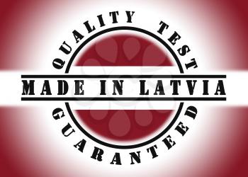 Quality test guaranteed stamp with a national flag inside, Latvia