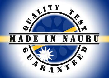 Quality test guaranteed stamp with a national flag inside, Nauru