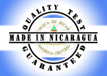 Quality test guaranteed stamp with a national flag inside, Nicaragua