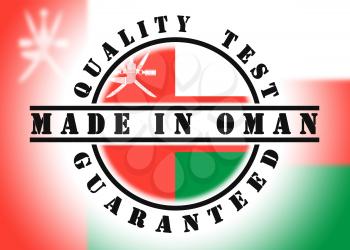 Quality test guaranteed stamp with a national flag inside, Oman