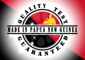 Quality test guaranteed stamp with a national flag inside, Papua New Guinea