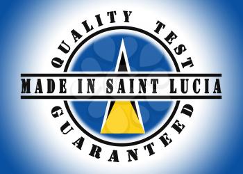 Quality test guaranteed stamp with a national flag inside, Saint Lucia
