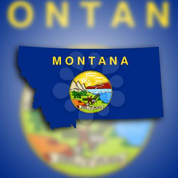 Map of Montana filled with the state flag