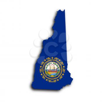 Map of New Hampshire filled with the state flag