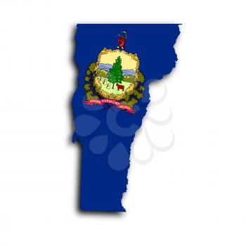Map of Vermont filled with the state flag
