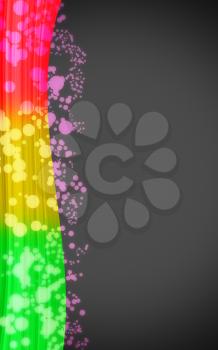 Rainbow card with colorful spots, black background
