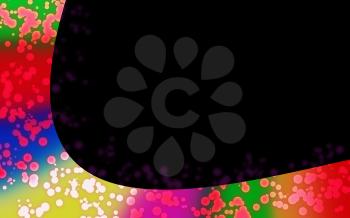 Rainbow card with colorful spots, black background