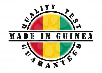 Quality test guaranteed stamp with a national flag inside, Guinea