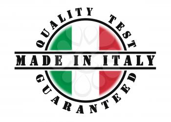 Quality test guaranteed stamp with a national flag inside, Italy