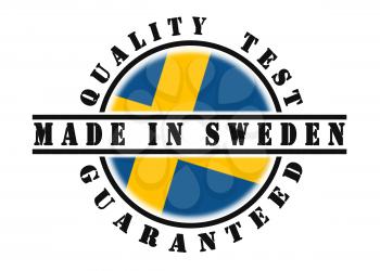 Quality test guaranteed stamp with a national flag inside, Sweden