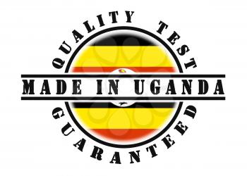 Quality test guaranteed stamp with a national flag inside, Uganda