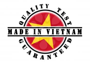 Quality test guaranteed stamp with a national flag inside, Vietnam