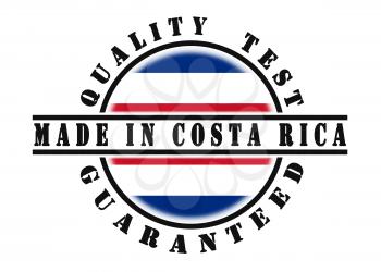 Quality test guaranteed stamp with a national flag inside, Costa Rica