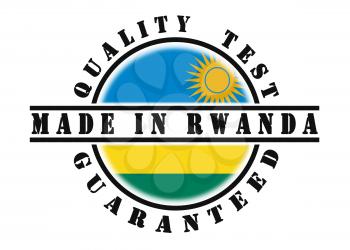 Quality test guaranteed stamp with a national flag inside, Rwanda