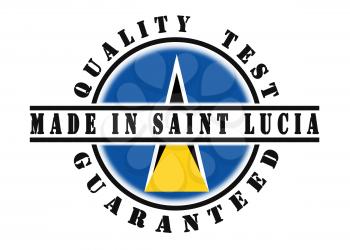 Quality test guaranteed stamp with a national flag inside, Saint Lucia