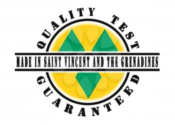 Quality test guaranteed stamp with a national flag inside, Saint Vincent and the Grenadines