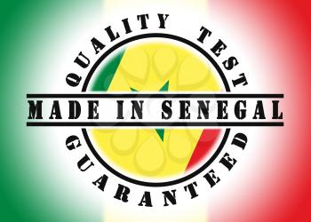 Quality test guaranteed stamp with a national flag inside, Senegal