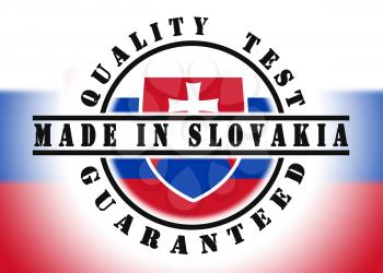 Quality test guaranteed stamp with a national flag inside, Slovakia