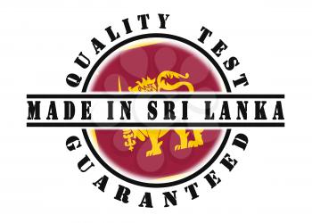 Quality test guaranteed stamp with a national flag inside, Sri Lanka
