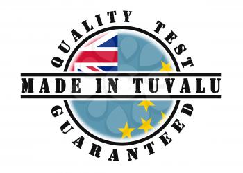 Quality test guaranteed stamp with a national flag inside, Tuvalu