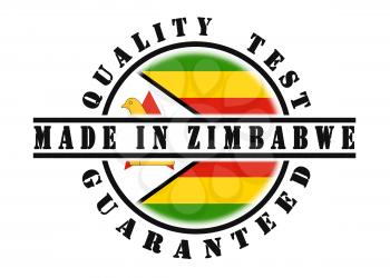 Quality test guaranteed stamp with a national flag inside, Zimbabwe