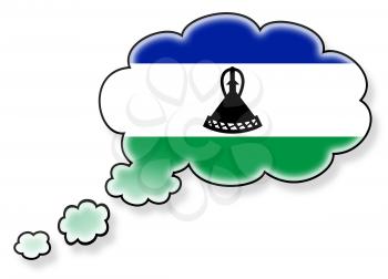 Flag in the cloud, isolated on white background, flag of Lesotho
