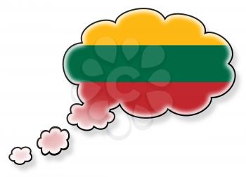 Flag in the cloud, isolated on white background, flag of Lithuania