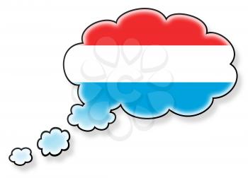 Flag in the cloud, isolated on white background, flag of Luxembourg