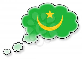 Flag in the cloud, isolated on white background, flag of Mauritania