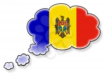 Flag in the cloud, isolated on white background, flag of Moldova