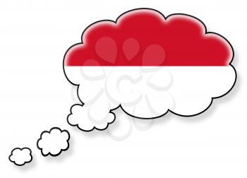 Flag in the cloud, isolated on white background, flag of Monaco