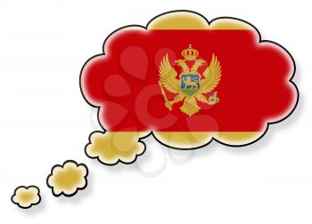 Flag in the cloud, isolated on white background, flag of Montenegro