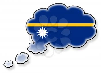 Flag in the cloud, isolated on white background, flag of Nauru