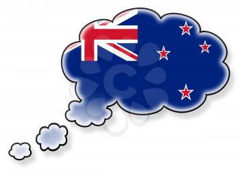 Flag in the cloud, isolated on white background, flag of New Zealand